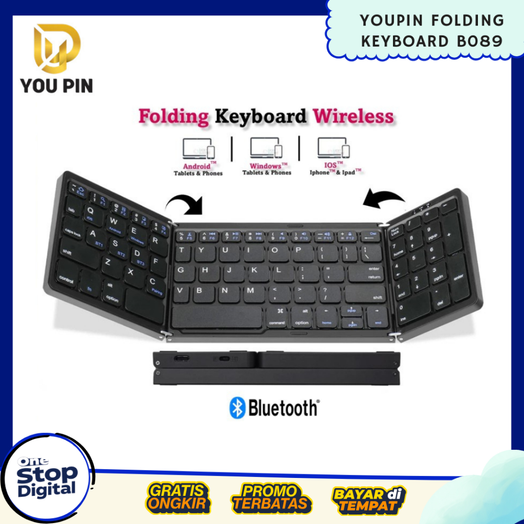 Jual You Pin B-089 Keyboard Wireless Bluetooth Foldable Keyboard Mini ...