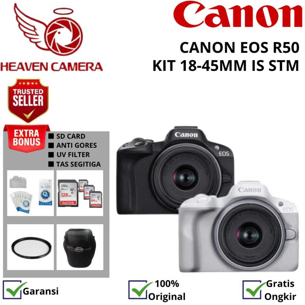 Jual CANON EOS R50 KIT RF-S 18-45MM / CANON R50 KIT 18-45MM / CANON R50 ...