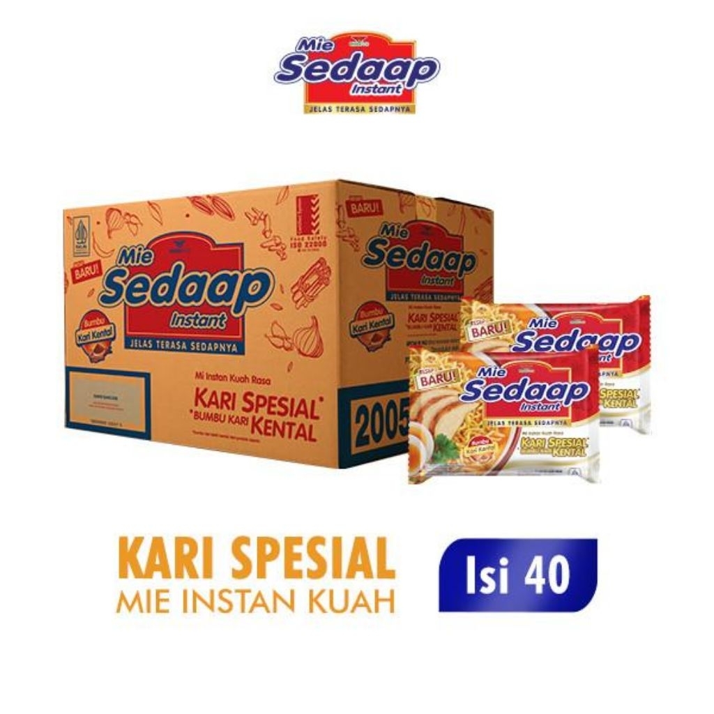 Jual Mie Sedaap Instant Mi Kuah Rasa Kari Spesial (1 dus/40 pcs ...