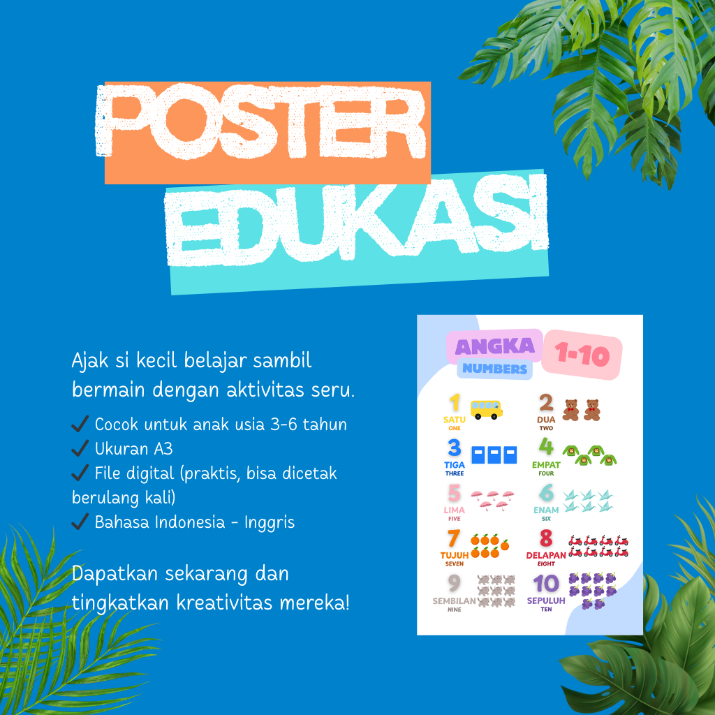 Jual Poster Edukasi - Angka (Numbers) A3 | Shopee Indonesia