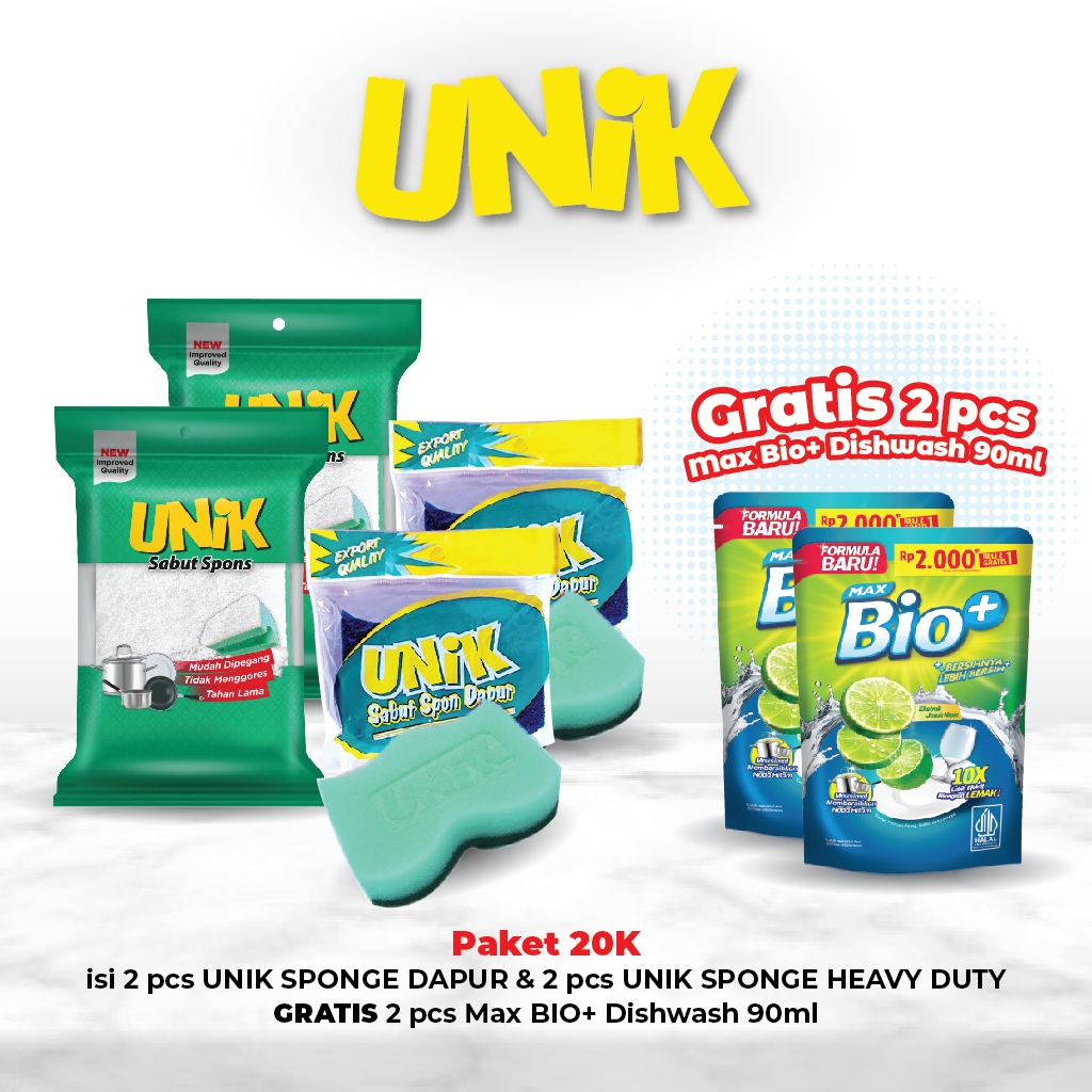 Jual UNIK x Bio+ - Paket 20K (Sponge Dapur + Sponge Heavy Duty - Gratis ...