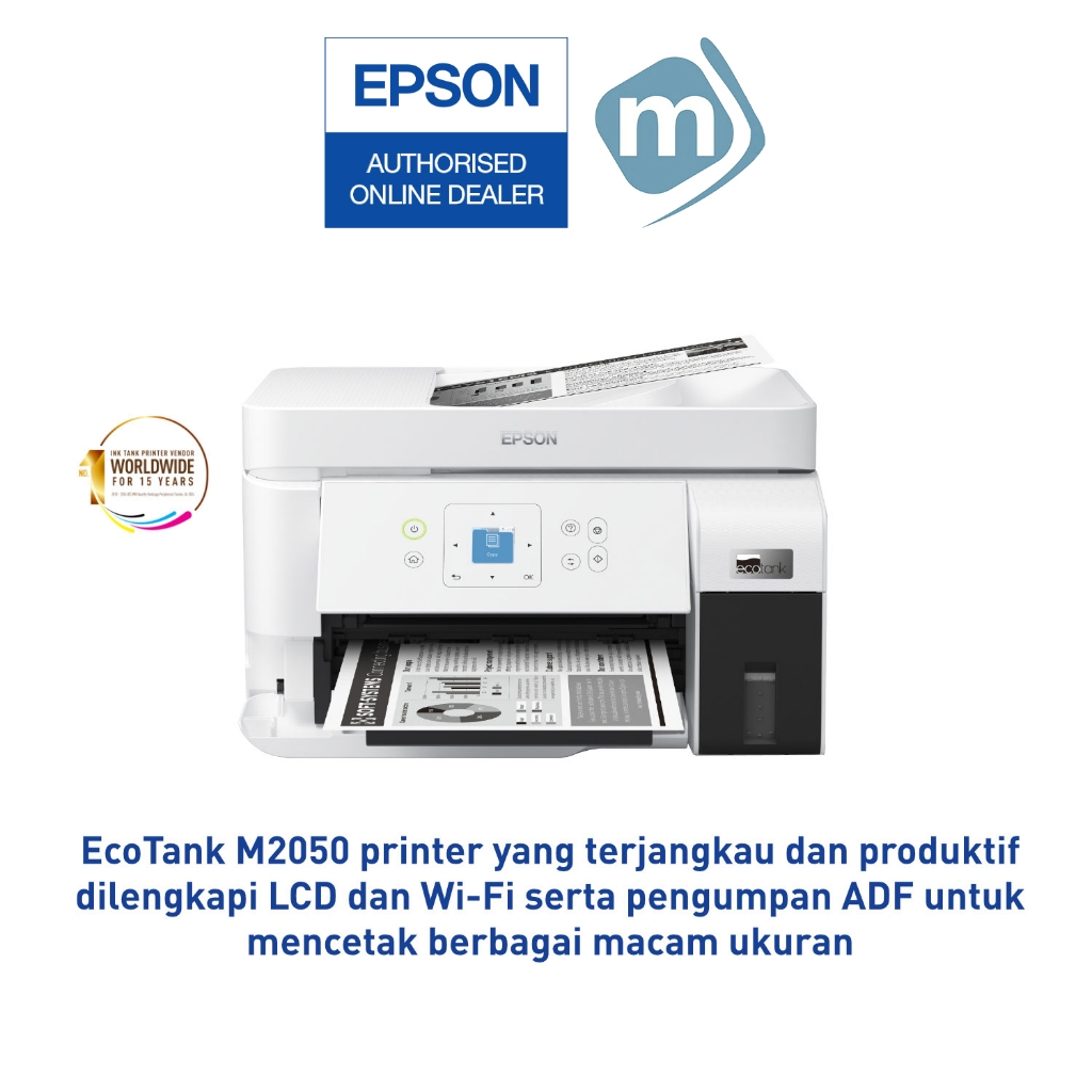Jual Printer Epson EcoTank Monochrome Print Scan Copy ADF M2050 Ink ...