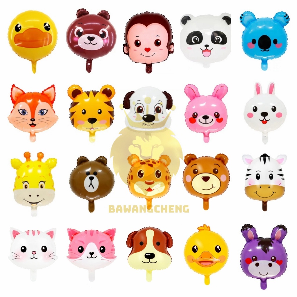 BAWANGCHENG Balon foil karakter kepala animal dekorasi ulang tahun balon ulang tahun
