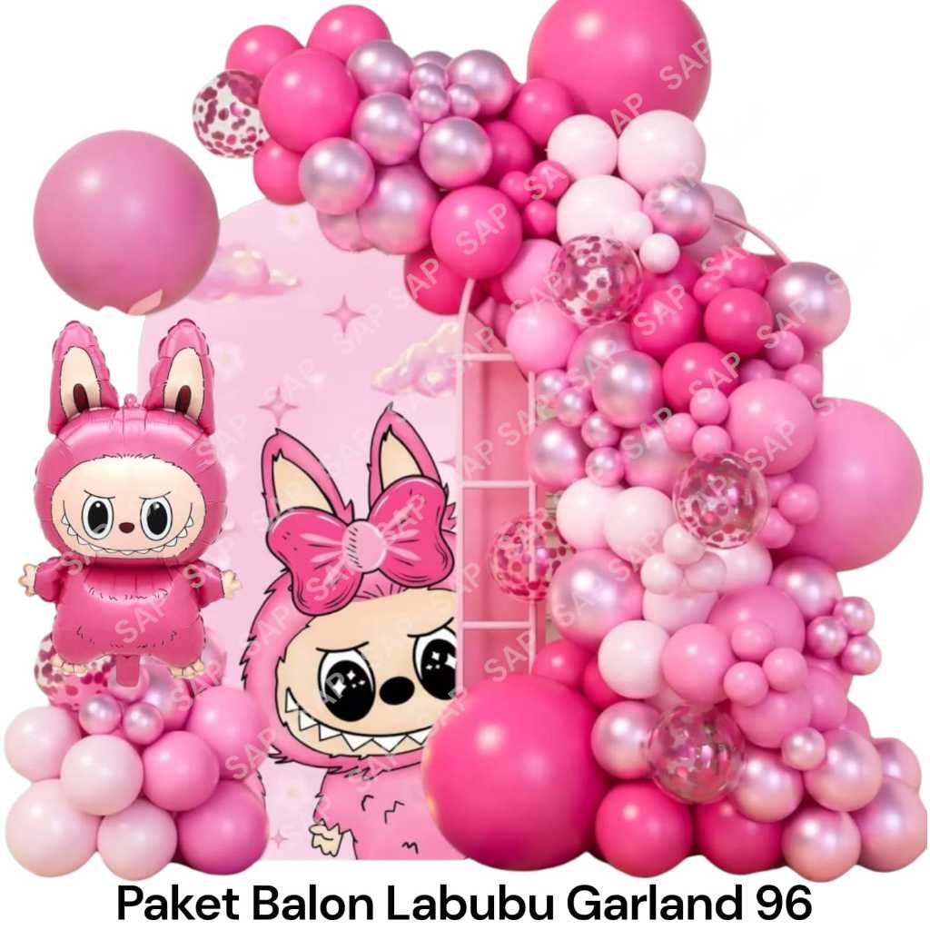 Jual Paket Balon LABUBU GARLAND 96 / Dekorasi Ulang Tahun Labubu ...
