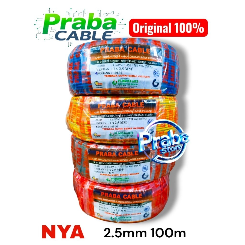 Jual Kabel Praba NYA 2.5mm 100m ( asli 100% ) merah hitam biru kuning ...