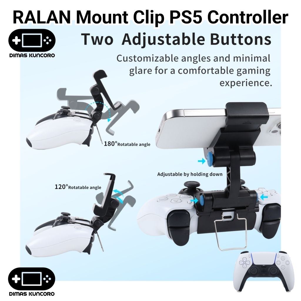 Jual RALAN Mount Clip PS5 Controller stik hp android klip holder ...