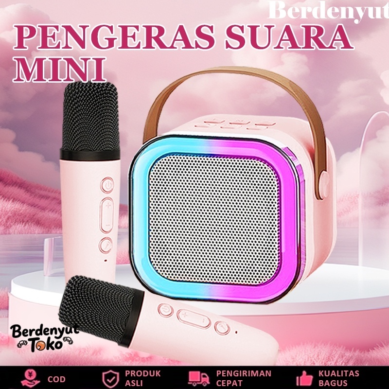 Jual 【COD】Mini Speaker Karaoke Bluetooth Wireless Speaker 2Mic 1 Set ...