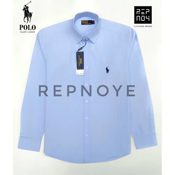 Repnoye Kemeja Pria Lengan Panjang Catton Twill Sueding Kemeja POLO'S Putih Pria Long Sleeve