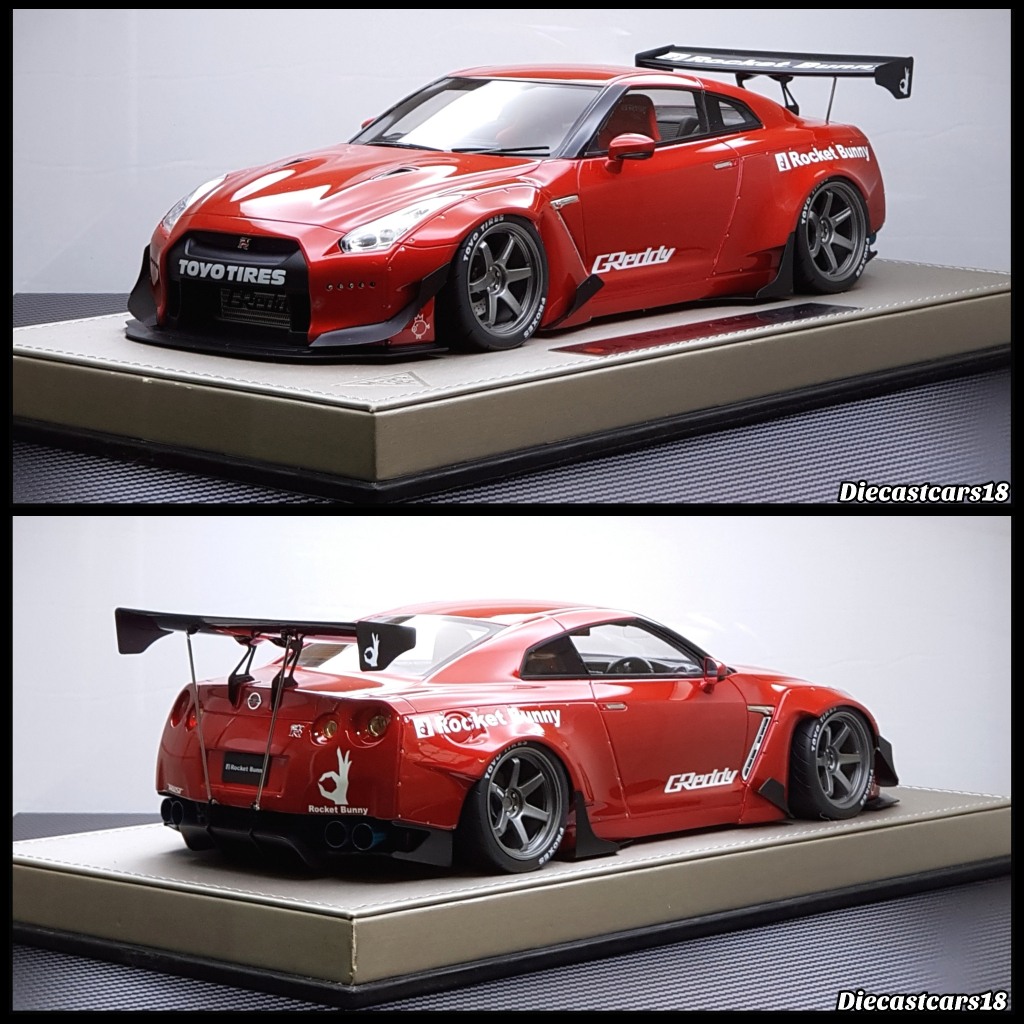 Jual 1/18 Makeup Model Nissan GTR R35 Rocket Bunny Red Metallic ...