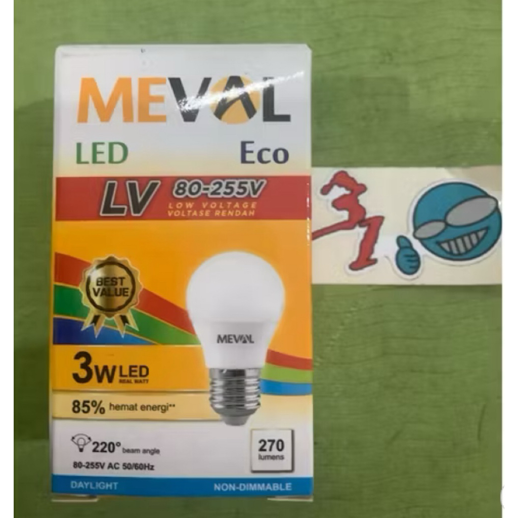 Jual 3 lampu led meval eco putih 3w, 5w, 7w, 9w, 11w, 13w, 15w, 18w ...