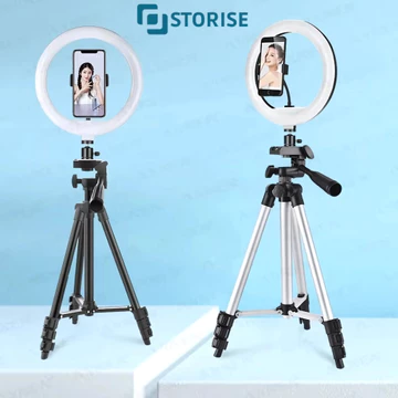 STORISE Paket Komplit Tripod 1 Meter Ring Light 26 CM Stand HP Live Stream TikTok Selfie Make