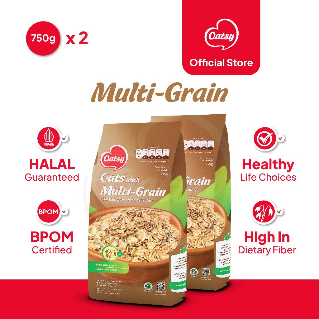 Jual OATSY Oats With Multi Grain 750gr (Double Pack) | Shopee Indonesia