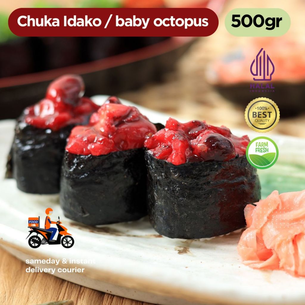 Jual Chuka Idako Seasoned Baby Octopus Halal 500 gr / Sushi Octopus ...