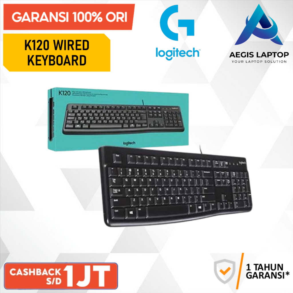 Jual Logitech K120 Keyboard Wired USB Full Size - Plug and Play ...
