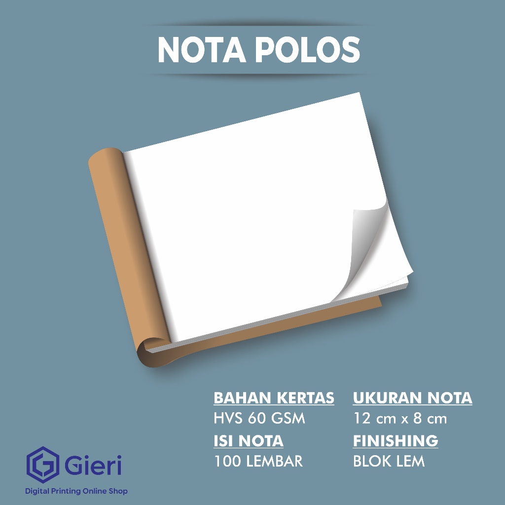Jual Nota Polos / Nota Polos Ukuran 12 x 8 / Nota Polos Isi 100 lembar ...