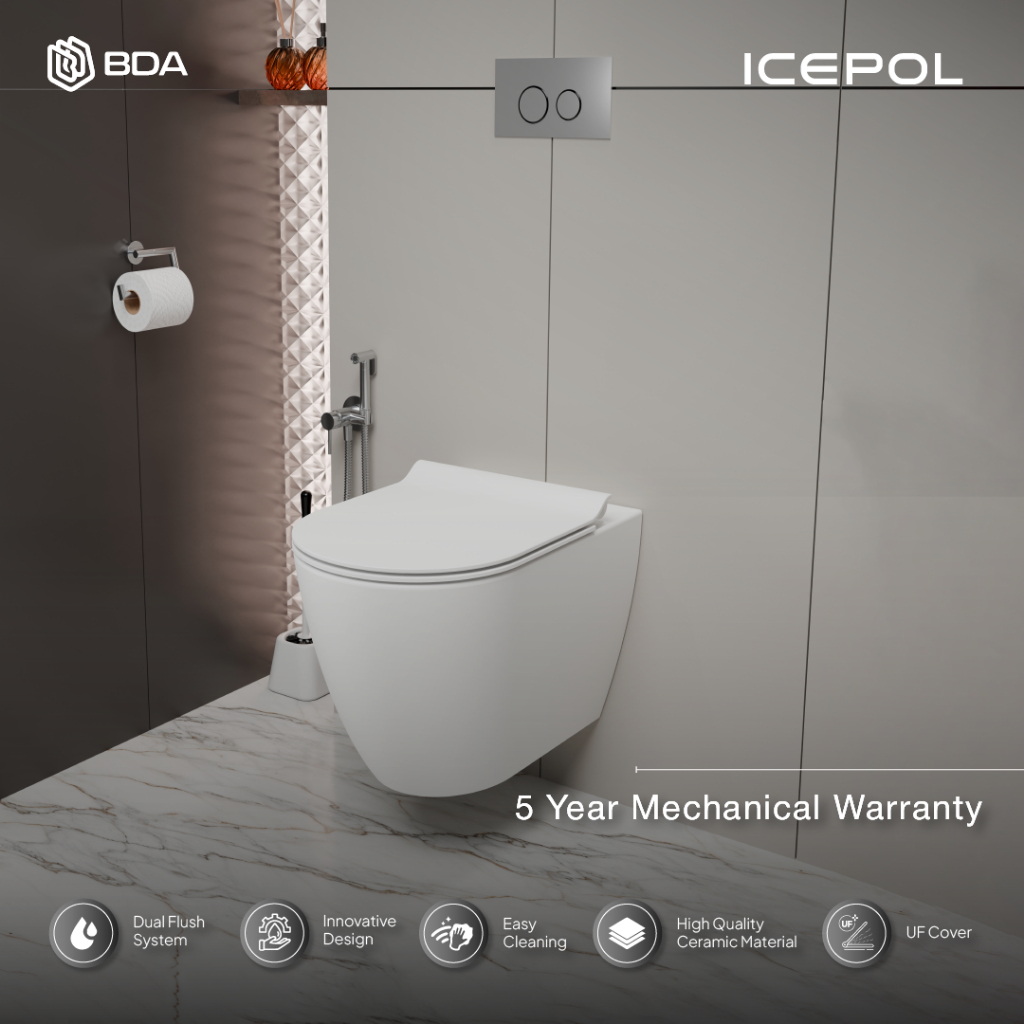 Icepol Kloset Toilet WC Duduk Gantung Dinding Wall Hung Closet Modern IC WM 3920 CL / IC WM 3950 SQ