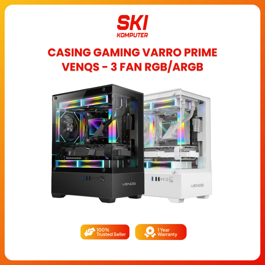 Jual Varro VENQS Gaming Casing Include 3 Fan RGB/ARGB m-ATX Temperred ...