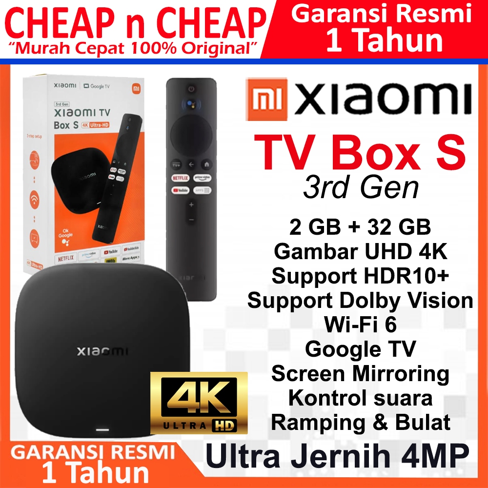 Xiaomi TV Box S 3rd Gen – 4K UHD Streaming - Media-Streaming-Client mit 4K UHD, Dolby Vision & Atmos für ein immersives Seherlebnis, unterstützt Google TV und bietet schnelle WiFi 6 Verbindung
