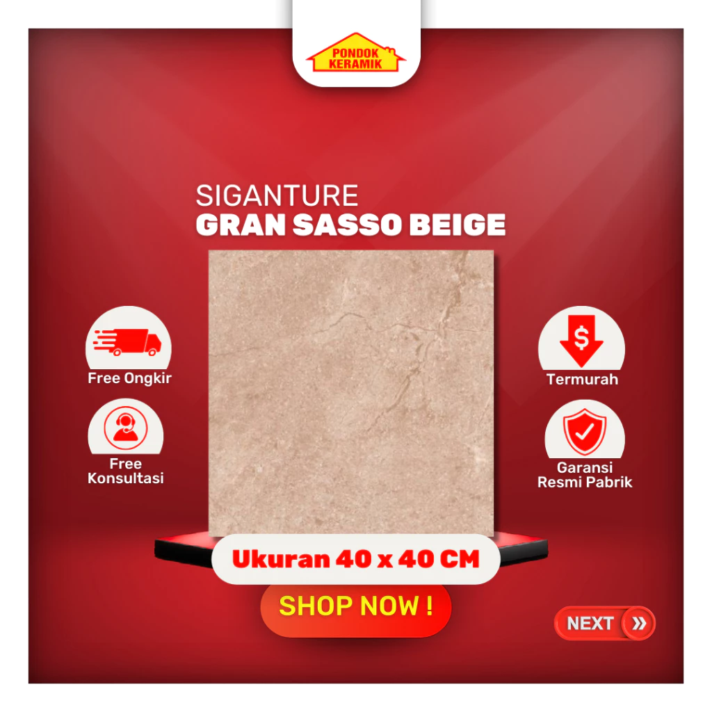 Keramik Lantai Signature 40x40 Grand Sasso Beige Matte Coklat