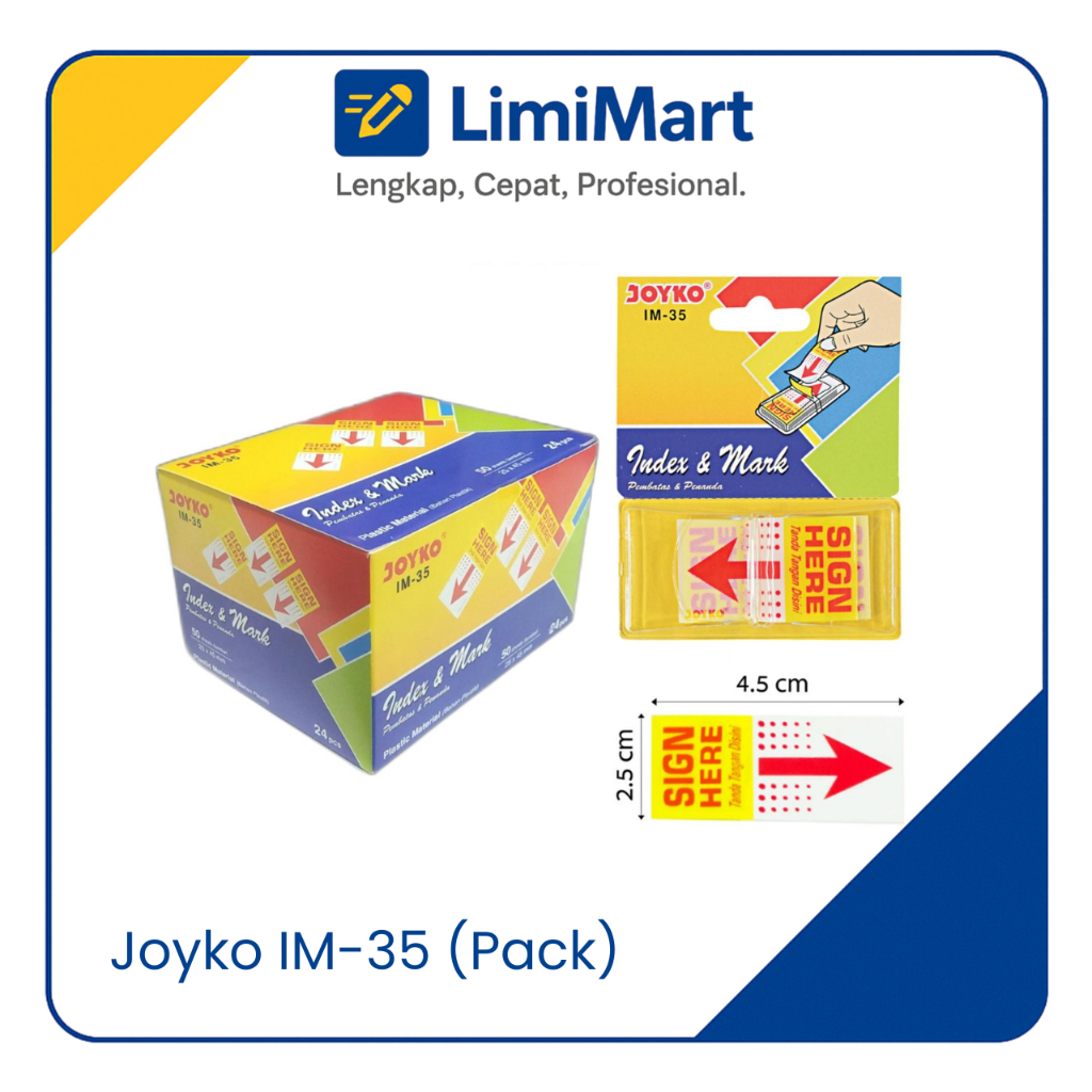 Jual 1 Box Isi 24 Pcs Index & Mark Joyko IM-35 Sign Here Plastik ...