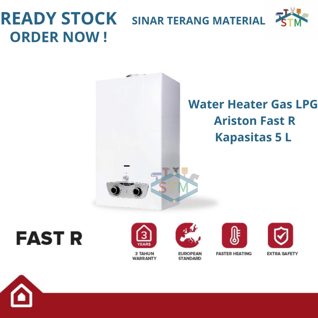 Jual Water Heater Gas Ariston Fast R 5 Liter / Water Heater Gas LPG ...