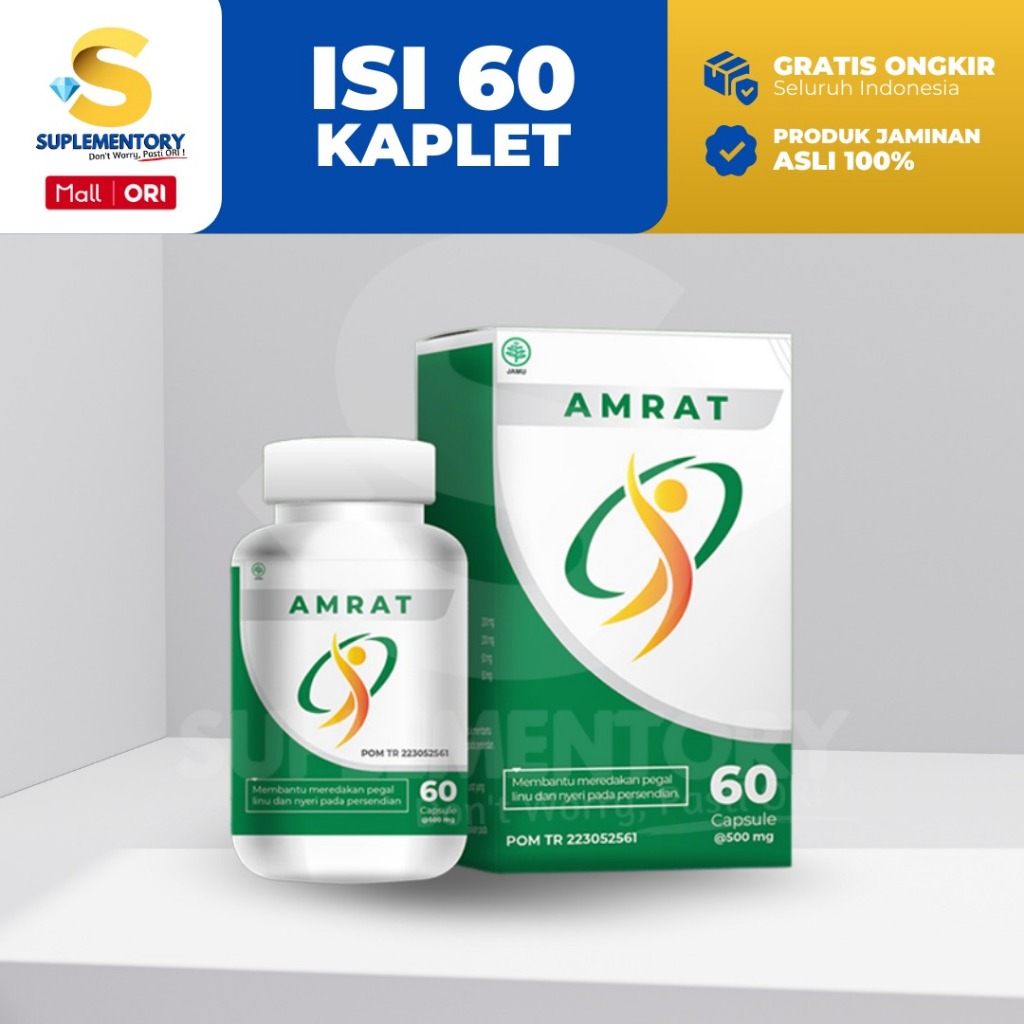EXP NOV 2026 Amrat 60 Kapsul Obat Herbal Kolesterol Jantung Asam Urat Rematik Encok Nyeri sendi pinggang