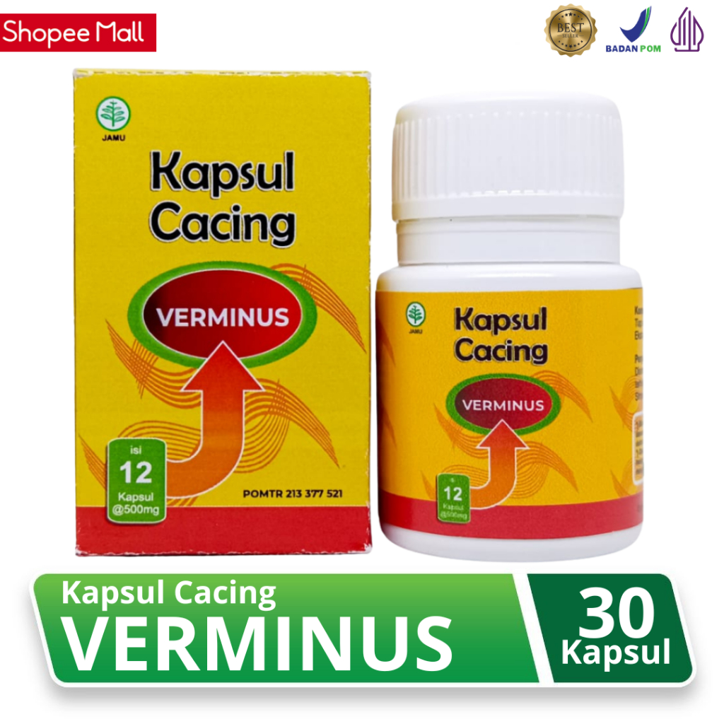 VERMINUS - Kapsul Ekstrak Cacing BPOM Membantu Mengobati Thypes DBD dan Demam Tinggi 30 Kapsul