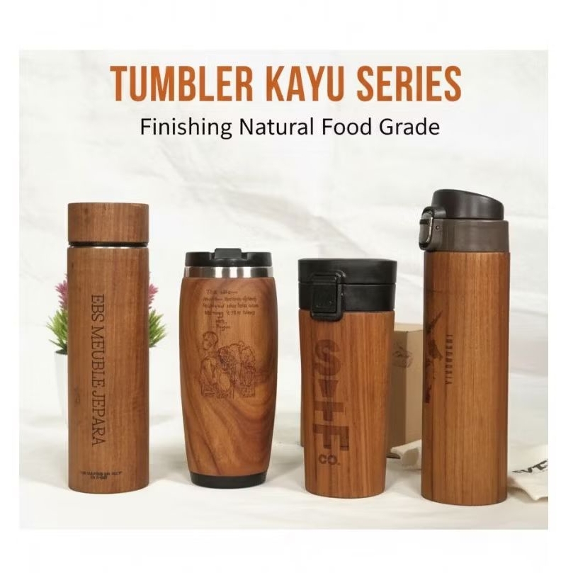 Jual Tumbler Series - Tumbler Botol Minum Kayu Jati Custom || Tumbler ...