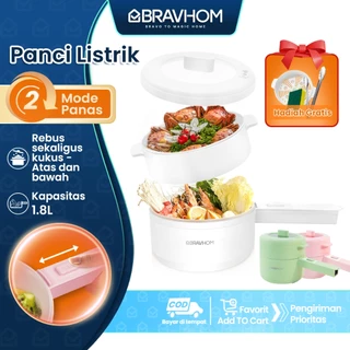 BRAVHOM Panci Listrik Low Watt Kukusan Serbaguna Keramik Anti Lengket 1.8L Anti Gores BL-EP02