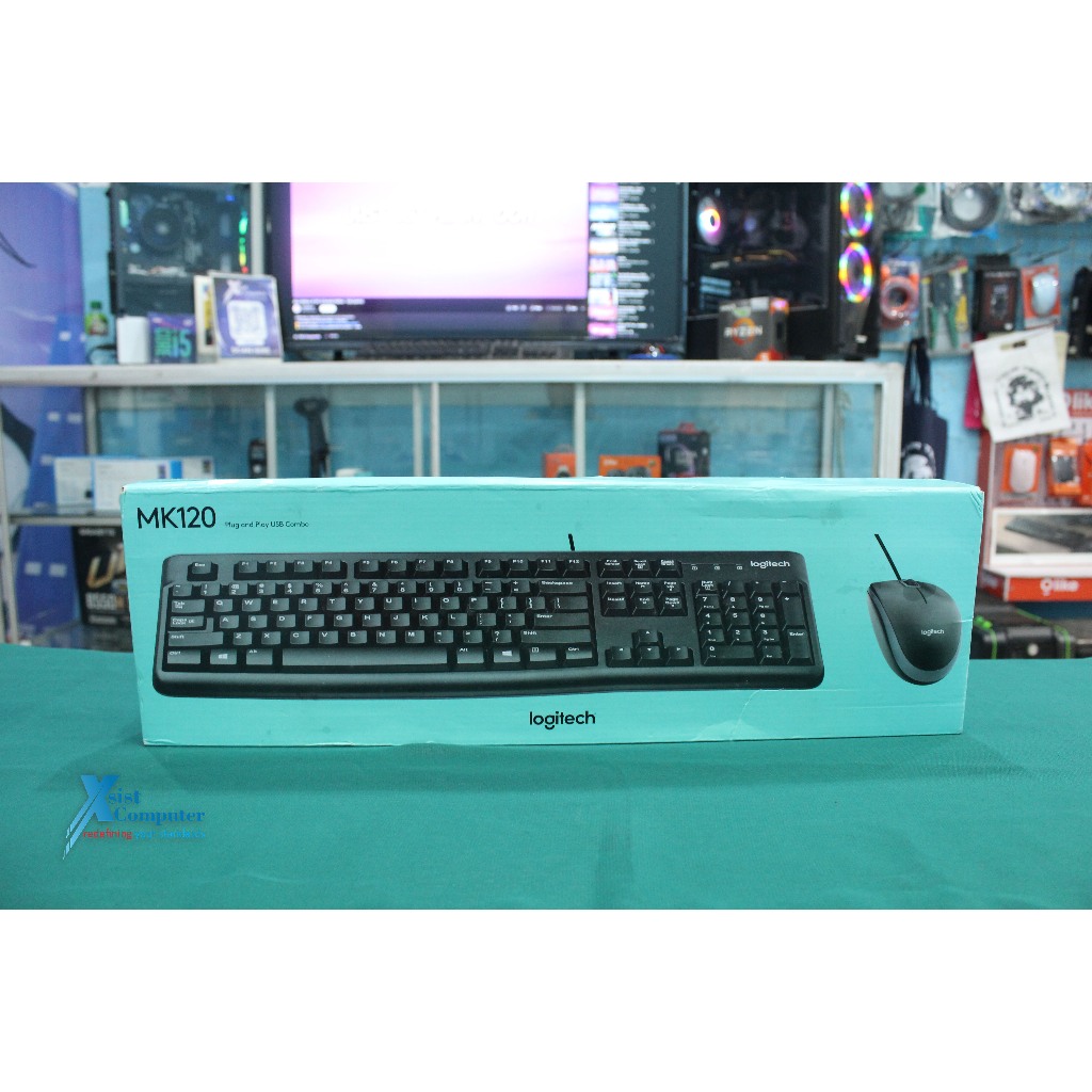 Jual Keyboard Logitech MK120 Mouse Keyboard Combo Wired Plug and Play ...