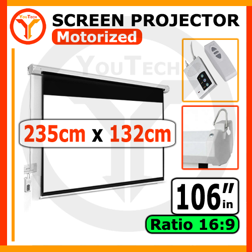 Jual Screen Projector Motorized 106 inch Ratio 16:9 Widescreen WXGA ...
