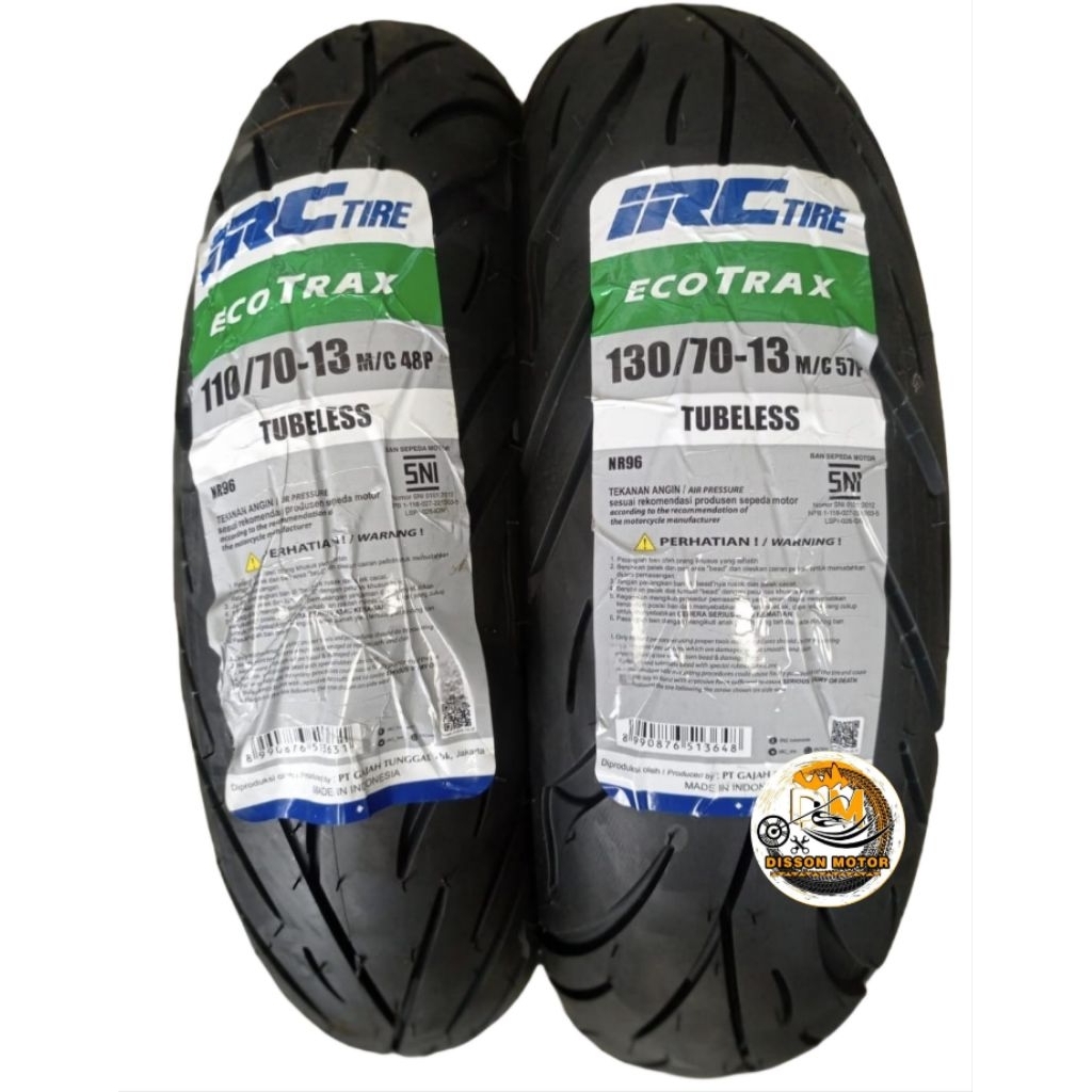 Jual IRC Ecotrax NR96 110/70-13 / 130/70-13 Tubeless BONUS Pentil Ban ...