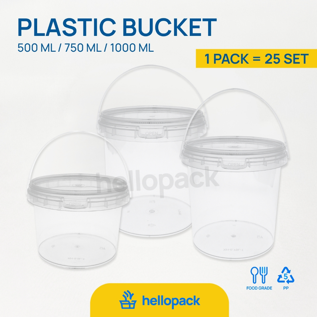 Jual Ember Bucket Dessert Gagang 500ml / 750ml / 1000ml Plastic Fruit ...