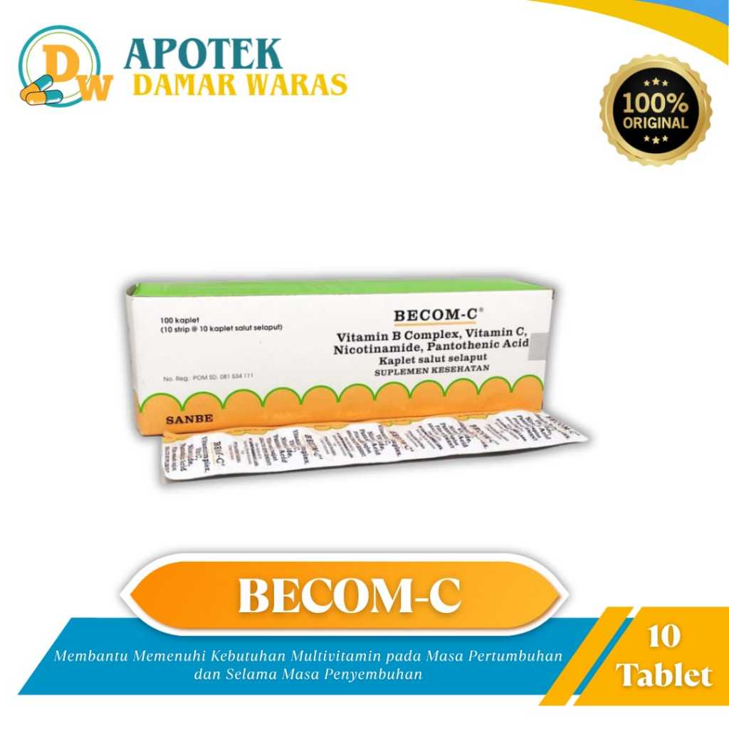 Jual Becom C Tablet/10 Tablet/MULTIVITAMIN/VITAMIN C/VITAMIN DAYA TAHAN ...