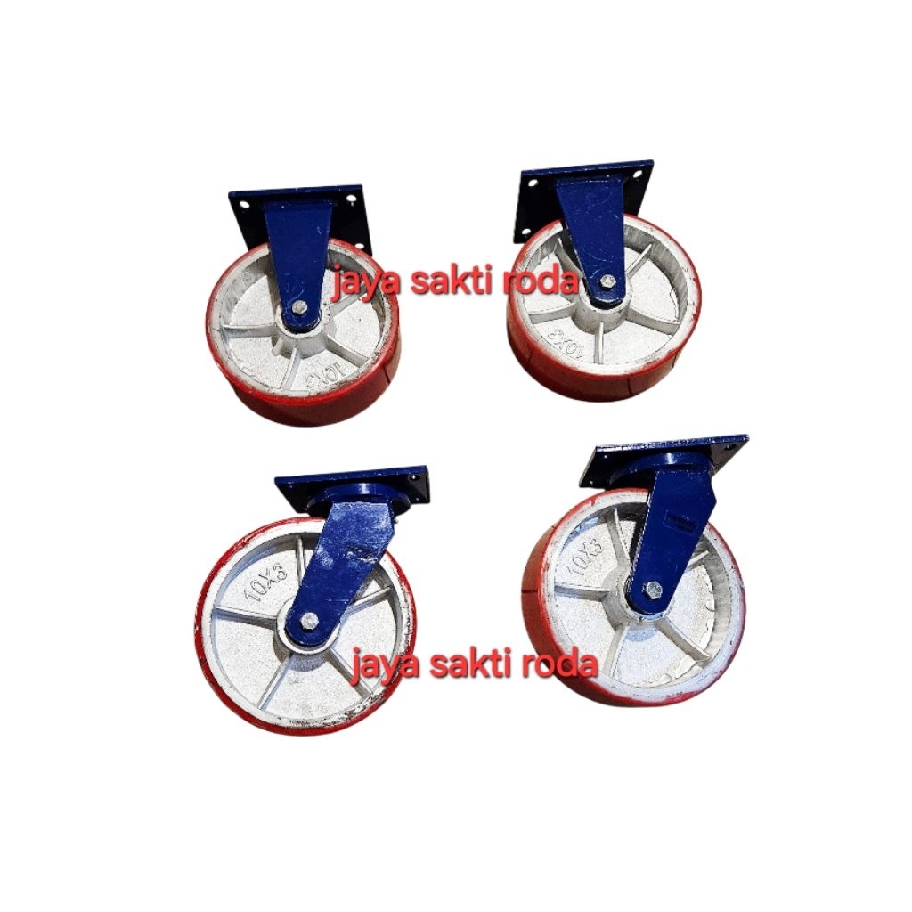 Jual Roda pu 10 inch super xtra heavy duty kaki biru taiwan type 2hidup ...