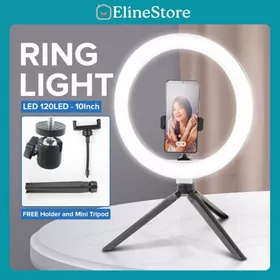 Lampu Halo Ring Light LED 120LED 10Inch With Holder And Mini Tripod Cocok Untuk Live Makeup