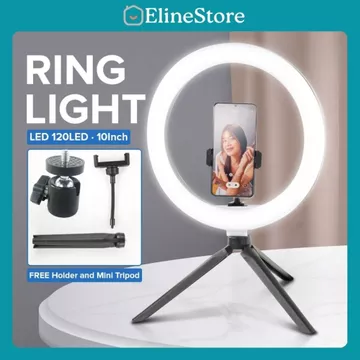 Lampu Halo Ring Light LED 120LED 10Inch With Holder And Mini Tripod Cocok Untuk Live Makeup