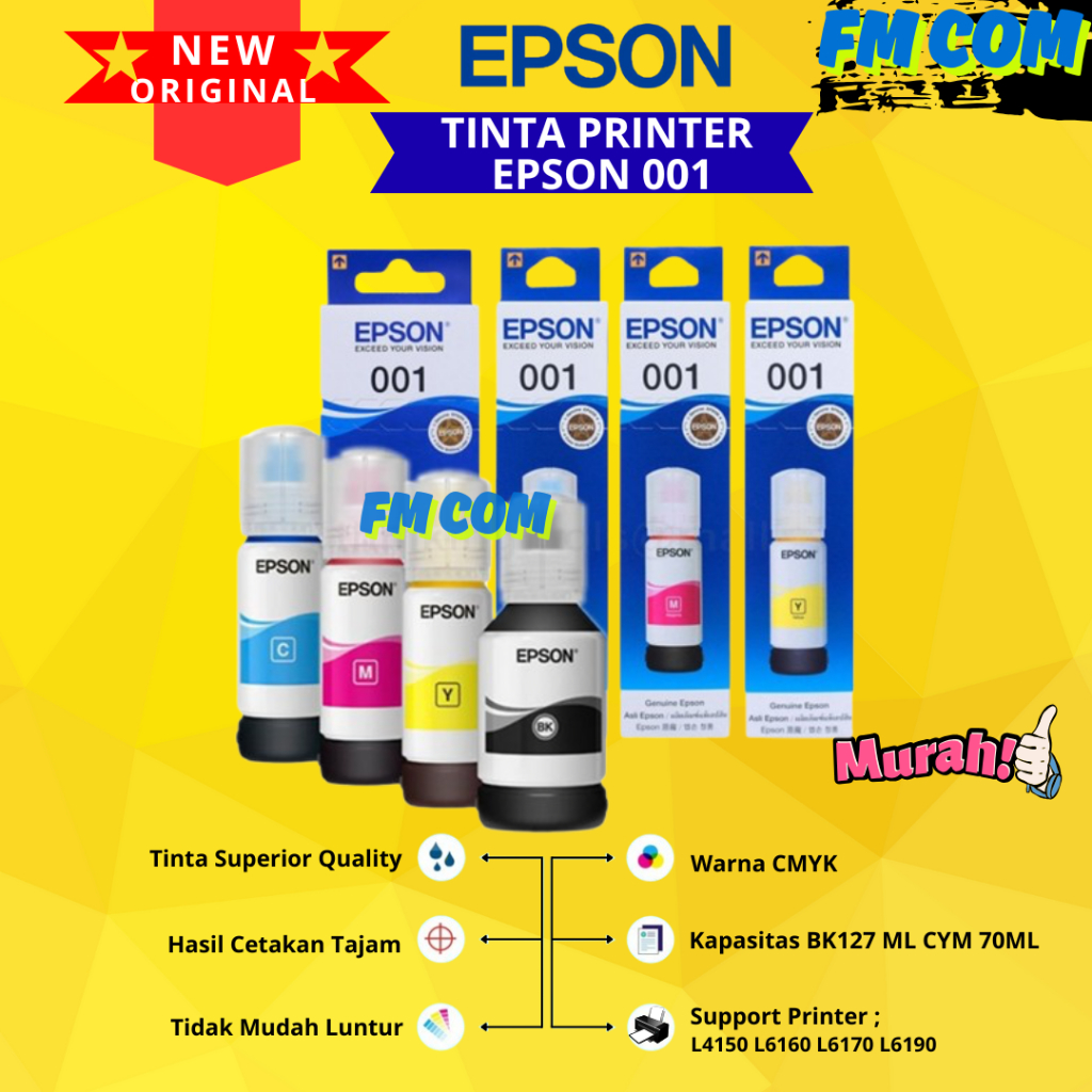 Jual Tinta Printer Epson 001 Black Color Original | Shopee Indonesia