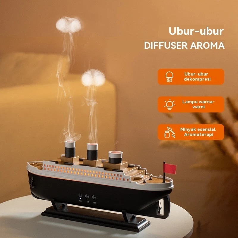 Jual 【COD】Humidifier Diffuser Kapal Simulasi Desain Kreatif Lampu LED 7 ...
