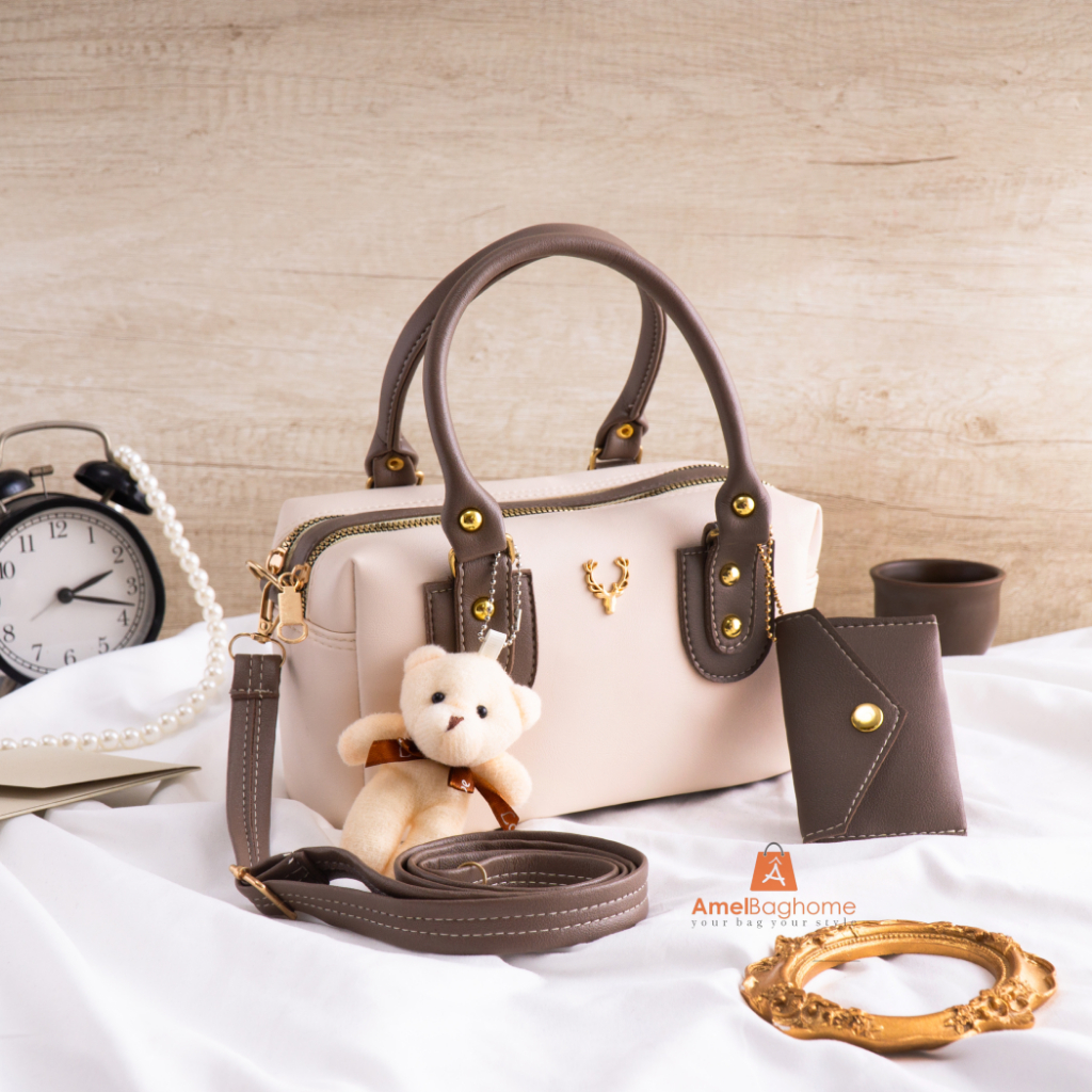 Amelbaghome Tas Selempang Wanita Mirzani 2 Ruang Bonus Boneka Imut Desain Tenten - foto 2
