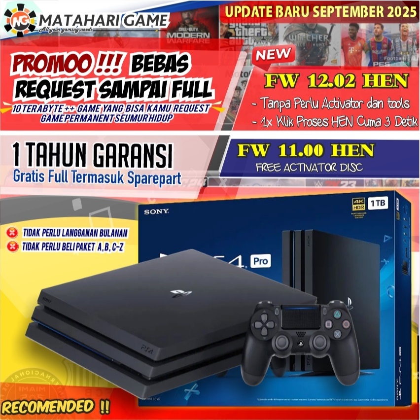 【 PS4 PRO 】PS4 PRO H3N PERMANENT FW SONY PlayStation PRO 1TB  Offline GARANSI 1TAHUN