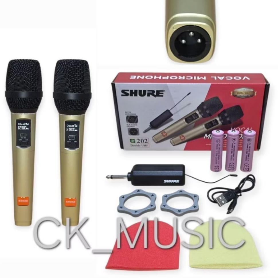 Jual MIC WIRELESS CAS SH UHF-202 1MIC DAN 2MIC BISA UNTUK MIC KABEL ...