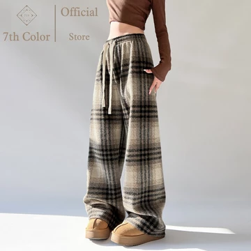 7th Color Celana Bahan Jatuh Celana Panjang Wanita Celana Kulot Celana Santai Elegan