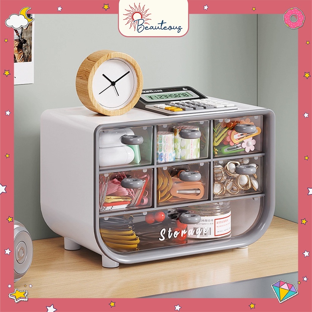 Jual Rak Laci Meja 7 Sekat Storage Box Mini Stationery Drawer Box ...