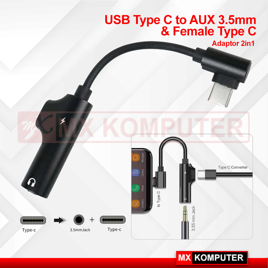 Jual Audio Converter USB Type C to AUX 3.5mm Headphone & USB Type C ...