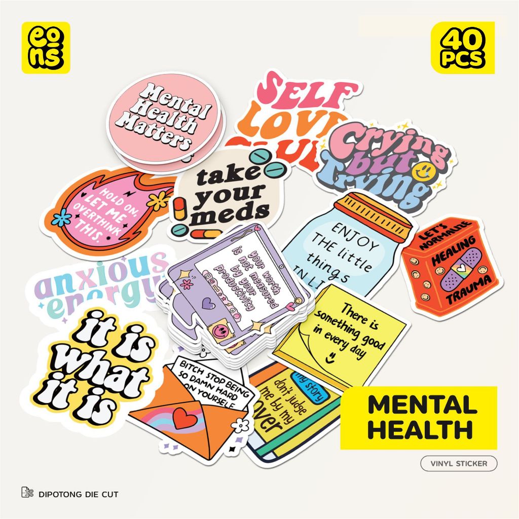 Jual Stiker Kata-Kata Mental Health Vinyl Die Cut Doff - Sticker Quotes ...