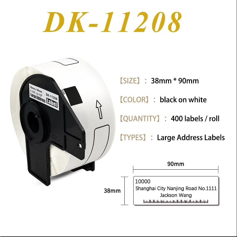 10 Rouleaux Étiquettes Continues DK-22205 Compatibles Brother QL – 62 Mm X 30,48 M – Noir Sur Blanc – Imperméable Logistique Bureau