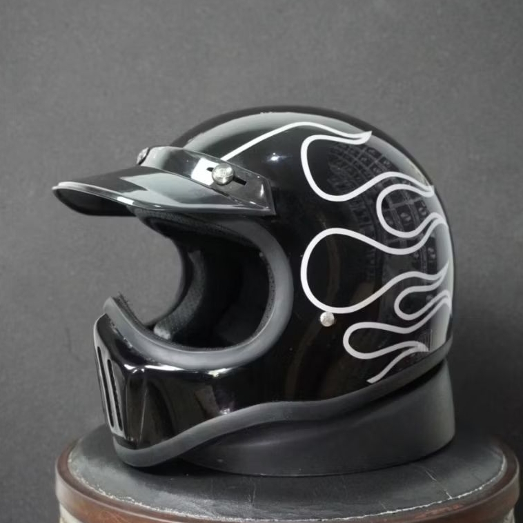Jual Helm Cakil Retro Full Face Helm Motor Custom | Shopee Indonesia