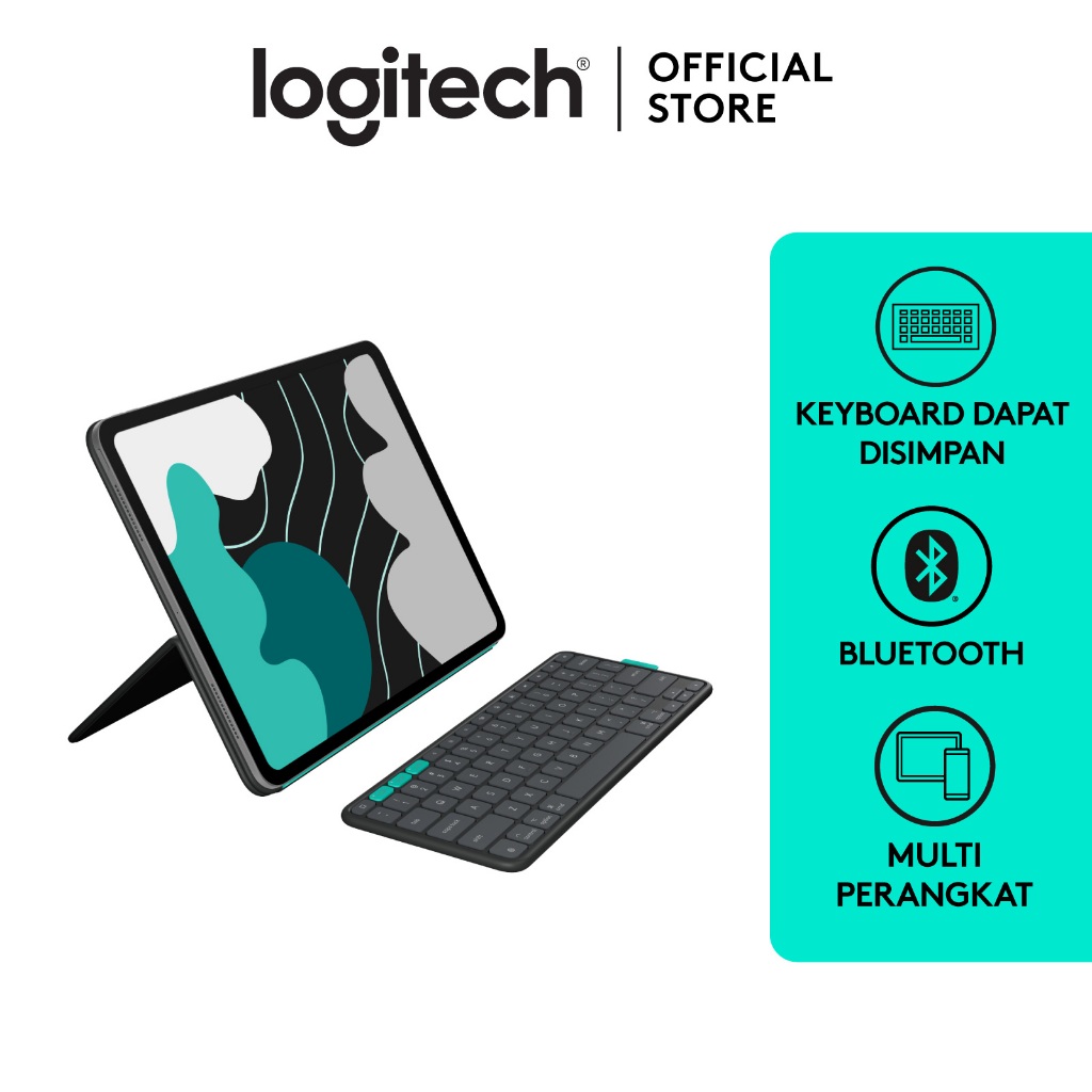 Logitech Flip Folio, Casing Keyboard untuk iPad Pro 13-inch (M4 & M5) & iPad Air 13-inch (M2, M3 & M4) – Casing Keyboard Bluetooth Pelindung & Dapat  