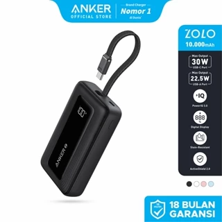 Anker Zolo Power Bank 30W 10000 mAh with Type C Cable and Lightning Cable Fast Charging PD 3.0 - A1688/A1680